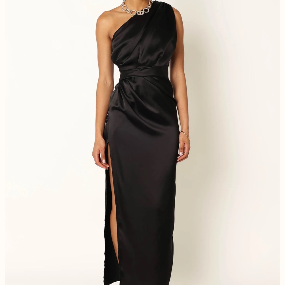 Petal & Pup Black Satin Maxi Skirt